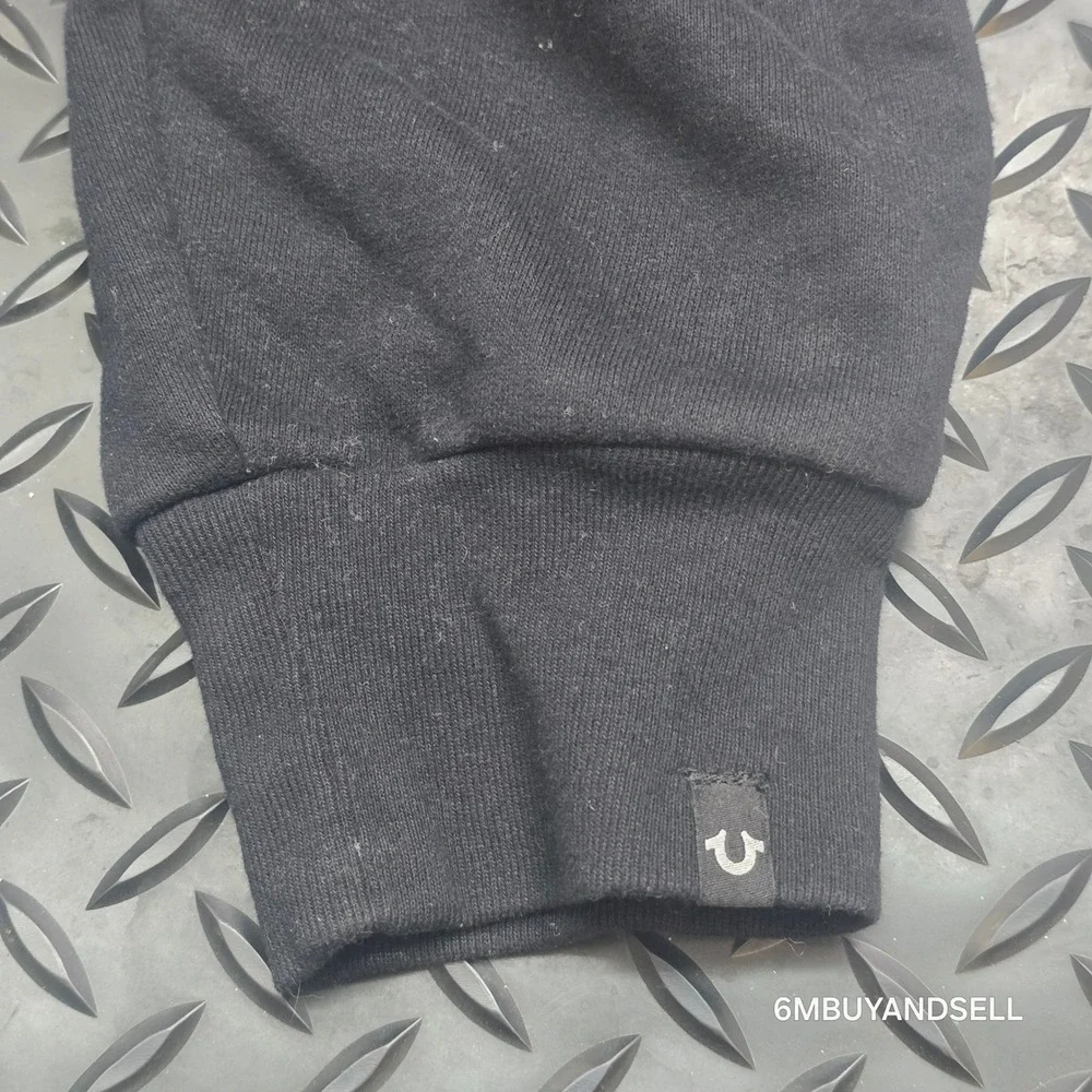 True Religion Mens Black Jogger Sweatpants Drawstring Fleece‎ Pants L 36809-00